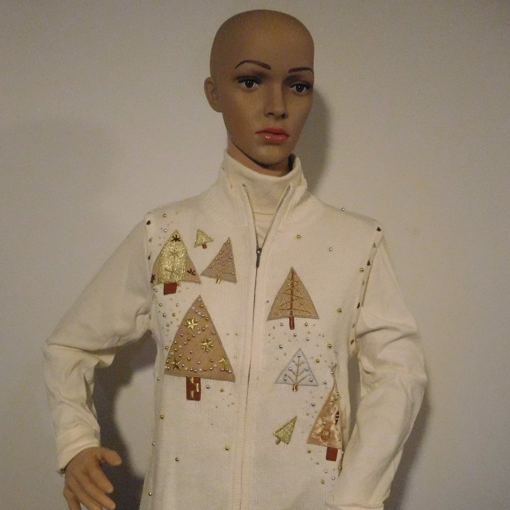 Designers Original Studios "JOY" Christmas Tree Sweater Vest